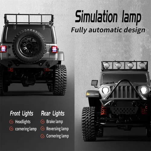 Vista 6 de GoolRC 1:12 escala 4 ruedas coche de control remoto, camión todoterreno con luces, 2.4G control remoto oruga