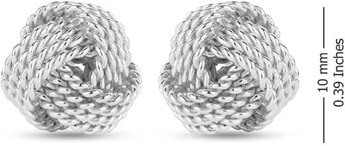 Vista 4 de LeCalla - Juego de 2 pares de pendientes de plata de ley con nudo de amor para mujeres adolescentes