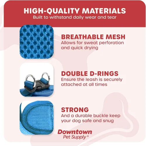 Vista 100 de Downtown Pet Supply Arnés para perro Step-in – Sin tirones, malla acolchada ajustable con ribete reflectante, correa de hebilla segura – Arnés