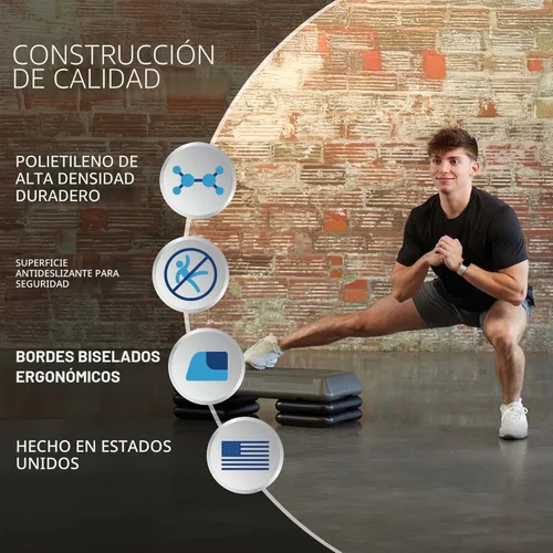 Vista 5 de Freestyle STEP Plataforma de escalón para ejercicio, Stepper de tamaño circuito para ejercicio en casa