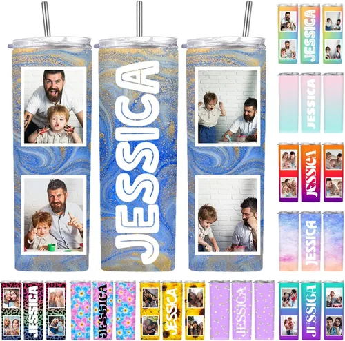 Vista 10 de Vaso de café personalizado con tapa de nombre y pajita, vaso de viaje personalizado, regalo para mujeres, hombres, mamá, papá, día de la madre, día