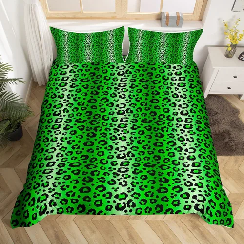 Vista 8 de Feelyou Leopard Bedding Set Twin Size, Cheetah Print Comforter Cover for Kids Boys Girls Animal Duvet Cover Safari Bedspread Cover Zipper