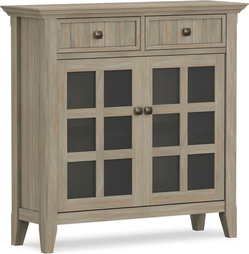 Vista 26 de SIMPLIHOME Acadian - Armario de madera maciza de 36" de ancho, color negro