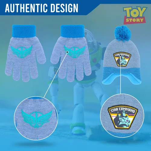 Vista 5 de Toy Story - Bufanda de invierno y guantes de nieve para niños y niñas, juego de 3 piezas, lindo y cálido para exteriores, incluye caja de regalo