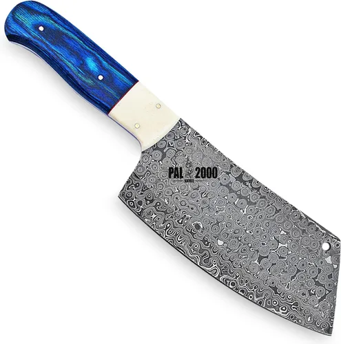 Vista 7 de Hecho a mano de acero de Damasco 12 pulgadas cuchillo de cuchilla con funda 9951