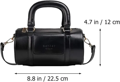 Vista 2 de ValiCLUD - Bolsa de moda para bolso retro con forma de cilindro, Negro), 483