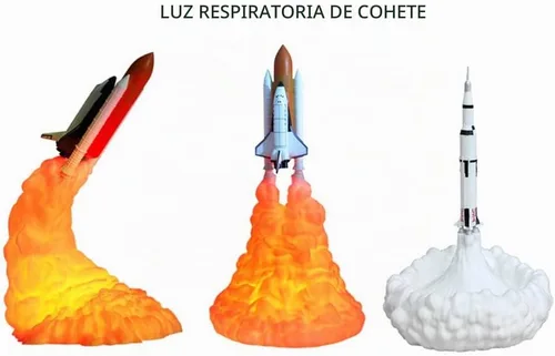 Vista 6 de Lámpara de noche de cohete con impresión 3D, lámpara de transbordador espacial de cohete, adornos de escritorio para el hogar, oficina, cumpleaños