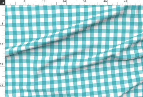 Vista 2 de Spoonflower Tela - Turquesa Buffalo Plaid Stripe Country Gingham Pintura impresa en tela de gasa Fat Quarter - Costura de moda Vestidos Decoración