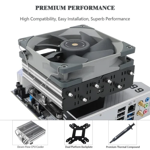 Vista 3 de Thermalright Enfriador de aire de CPU SI-100, tubos de calor de 6 × 0.236 in, enfriador de CPU silencioso PWM de 4.724 in con 2000 RPM