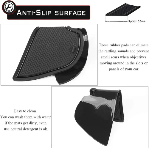Vista 6 de Auovo Alfombrillas antipolvo para puerta Toyota Highlander Accesorios 2019 2018 2017 2016 2015 2014 Inserto para portavasos con revestimiento