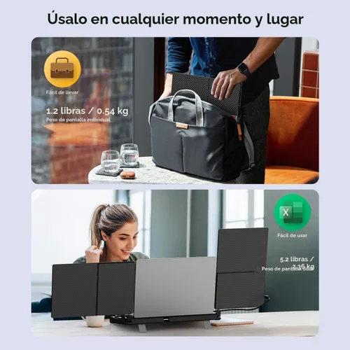 Vista 6 de Extensor de pantalla para laptop, extensor de monitor de laptop de 14" FHD 1080P, base estirable y pantalla desmontable, conectar y usar