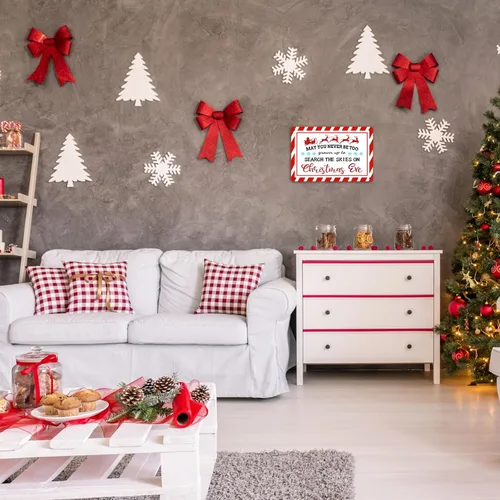Vista 3 de YOTQUULKI Divertido letrero de lata de Navidad con texto en inglés «May You Never Be Too Grown Up to Search the Skies on Christmas Eve», letreros
