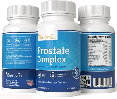 Vista 4 de Complejo de próstata, mezcla de palma enana americana 1000 mg (120 cápsulas)