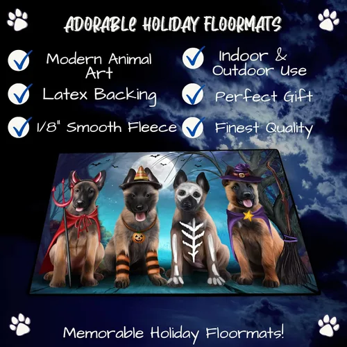 Vista 2 de Doggie of the Day Belgian Malinois Dogs Floor Mat - Halloween Trick or Treat - Best Dog Doormat - Protector Decor - Unique Portrait Art - Premium