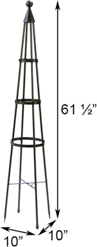 Vista 3 de Achla Designs OBL-01, enrejado de obelisco de jardín de hierro forjado de 61 pulgadas, H, grafito