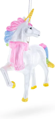 Vista 3 de Encantador unicornio arcoíris - Adorno navideño de vidrio soplado