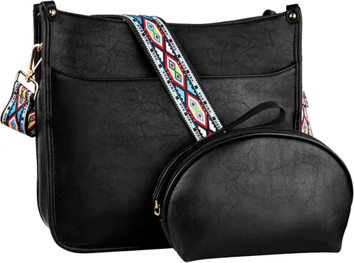 Vista 9 de KOGTLA - Juego de 2 bolsas de hombro cruzadas para mujer con 2 correas ajustables para guitarra de leopardo