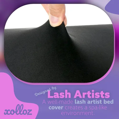 Vista 3 de Funda para mesa de masaje, funda elástica negra de 6 pies para cama de masaje, cubierta de cama de pestañas para spa o salón, envoltura de mesa