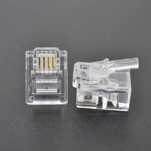 Vista 2 de Paquete de 100 conectores RJ11, conectores modulares de teléfono, conectores macho 6P4C