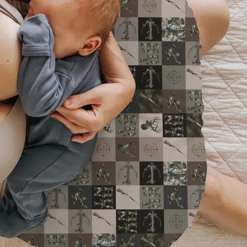 Vista 3 de Fundas de almohada de lactancia de retazos de caza, diseño de camuflaje y ciervos, funda de lactancia suave y elástica para almohadas de lactancia