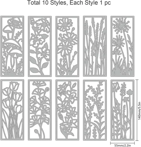 Vista 3 de ORIGACH 10 piezas de metal para marco de plantas de flores, troqueles de corte para primavera, verano, otoño, temas de flores, troqueles de metal
