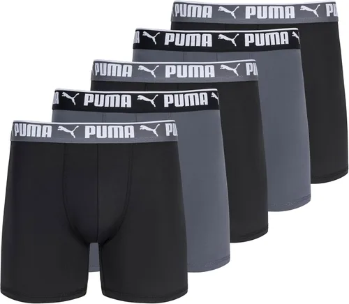 Vista 24 de PUMA Paquete de 5 calzoncillos tipo bóxer Performance para hombre Azul marino/rojo/negro