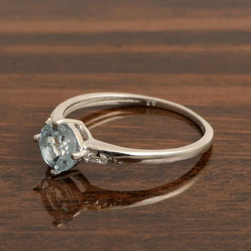 Vista 2 de Solitaire - Anillo de compromiso de plata de ley 925 con piedras preciosas naturales de citrino multielección, Gema