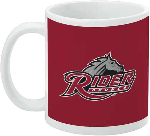 Vista 3 de Taza de cerámica con el logotipo principal de la Universidad Rider, taza de regalo novedosa para café, té y bebidas calientes, 11oz, blanca