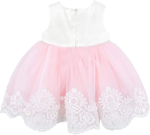 Vista 4 de Taffy - Vestido de princesa bordado para recién nacido, 6 piezas, color rosa, Rosado