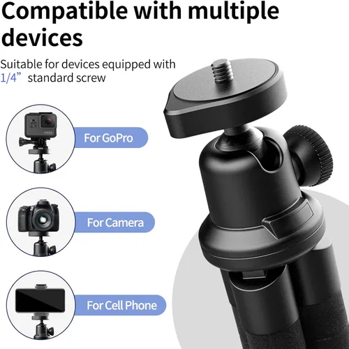 Vista 4 de Aureday Trípode para teléfono, trípode flexible para iPhone y teléfono celular Android, viene con control remoto inalámbrico y clip para grabación
