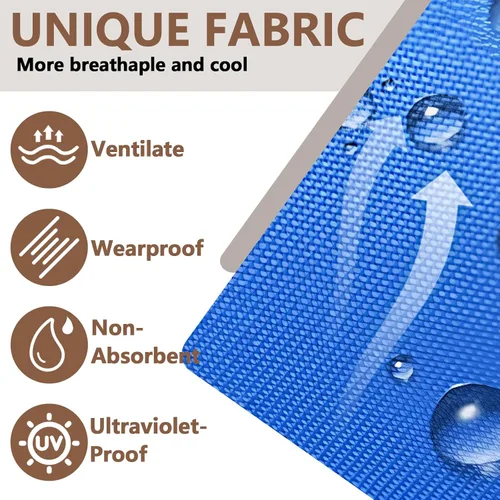 Vista 5 de Silla de bronceado resistente 3 en 1 con orificio para la cara, ajustable de 5 posiciones, sillas tumbonas plegables portátiles que se reclinan Azul