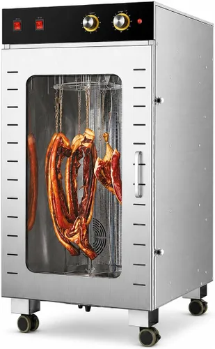 Vista 9 de Stainless Steel Food Dehydrator for Meat, 1600W Commercial Jerky Dehydrator with 22/66 lb Capacity, Rotating Hanging Hooks, Adjustable Temperature