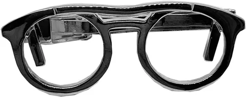 Vista 3 de D&L Menswear Clip de corbata de gafas chapado en plata, Metal, N A