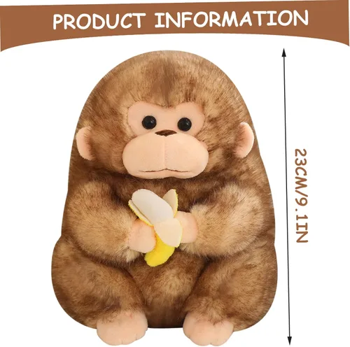 Vista 4 de Animal de peluche realista de mono marrón de 9 pulgadas