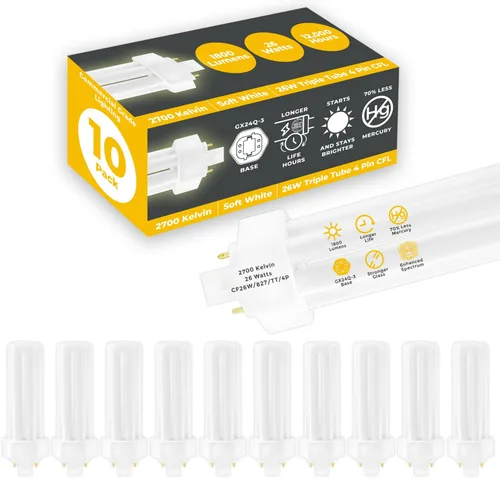Vista 36 de GoodBulb Bombillas CFL de 13 W, base GX23 de 2 pines, 2700 K, blanco suave, 13 W, alto rendimiento, 800 lúmenes, bombillas fluorescentes compactas