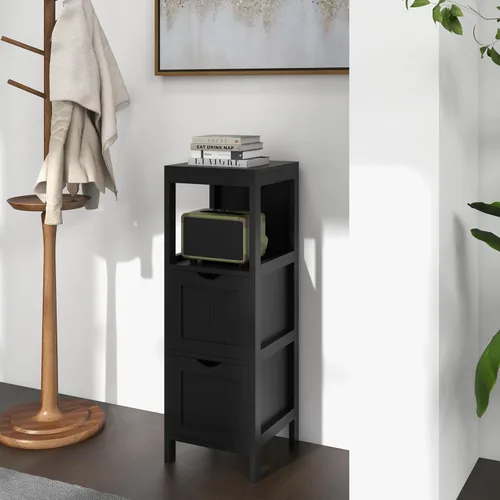 Vista 8 de Giantex Organizador de baño y armario de almacenamiento, soporte organizador de almacenamiento con 2 cajones extraíbles, dispositivo anti-caída