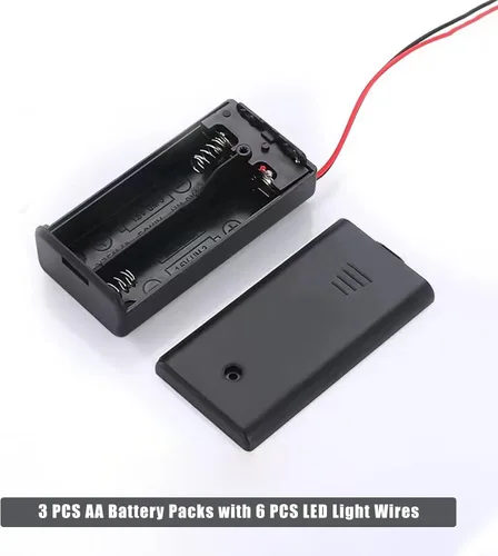 Vista 4 de Flever Accesorio de casa de bricolaje para casa de muñecas en miniatura, 3 paquetes de baterías AA con 6 cables de luz LED