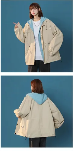 Vista 3 de Sudaderas góticas con botones para mujer, abrigo de manga larga Acubi, Y2K, punk, con cordón, sudaderas de gran
