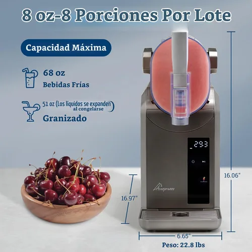 Vista 6 de Máquina de granizado para el hogar, máquina de bebidas congeladas de 81 onzas con 6 programas preestablecidos, temporizador de 6 horas