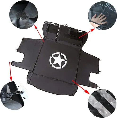Vista 5 de Forro para maletero de perro para Jeep, protector de carga Oxford resistente al agua para Wrangler JK JL 2007-2026 de 4 puertas, antideslizante