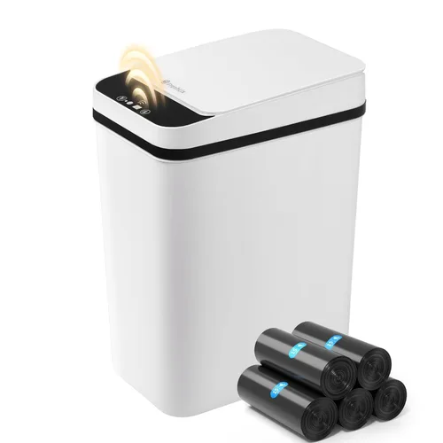 Vista 10 de FRESHLIX Cubo de basura para baño, 2.6 galones, con sensor de movimiento automático, sin contacto, impermeable, con tapa, cubo de basura pequeño