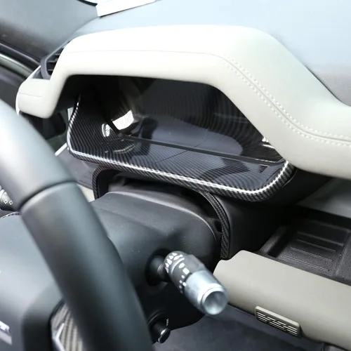 Vista 4 de Cubierta decorativa para tablero de instrumentos de automóvil ABS para Land Rover Defender 110 2020 (estilo de fibra de carbono)