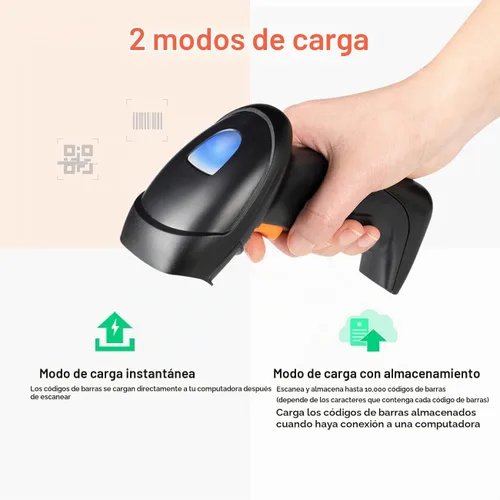 Vista 7 de Tera Escáner de código de barras con cuna de carga: 1D 2D QR lector