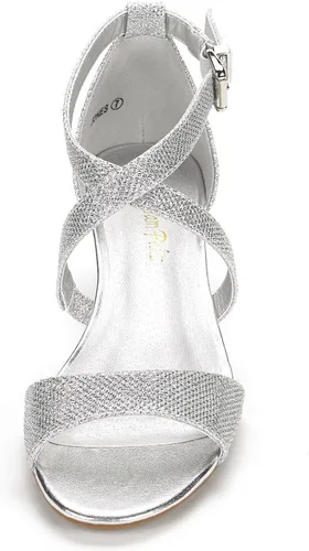 Vista 4 de DREAM PAIRS - Sandalias de tacón bajo con correa de tobillo para mujer