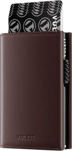 Vista 8 de VULKIT Cartera con tarjetero con bolsillo para monedas, cierre magnético, tarjetas desplegables con ventana para identificación, cartera de cuero
