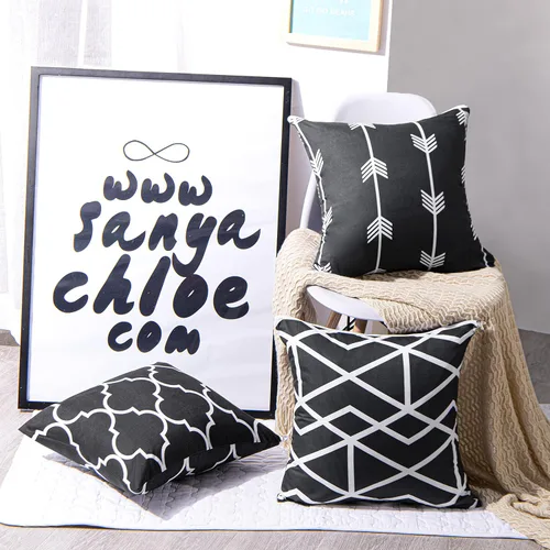 Vista 2 de BEDSUM Funda de almohada de microfibra, suave, decorativa, geométrica, abstracta, triangular, funda de cojín cuadrada para sofá, dormitorio, 18 x 18