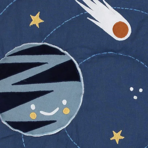 Vista 3 de Lambs & Ivy Milky Way Space Galaxy - Juego de ropa de cama para cuna de bebé, 4 piezas, color azul y gris