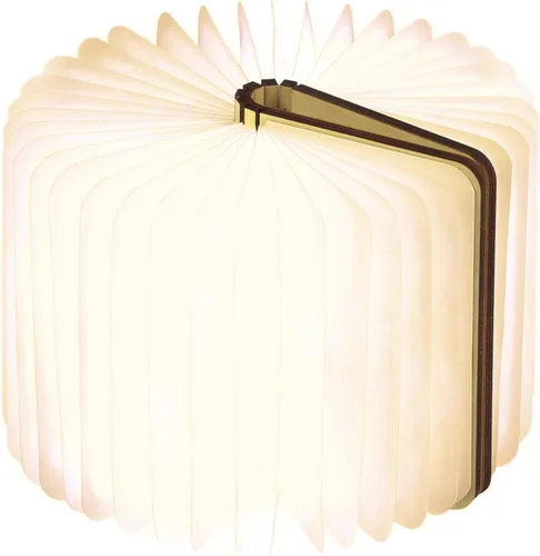 Vista 4 de Gingko Mini luz LED de escritorio inteligente con acabado de madera natural, recargable con cargador micro USB, nogal