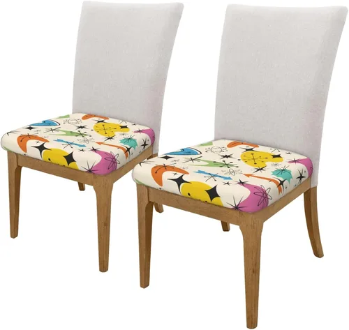 Vista 7 de Juego de 4 fundas de asiento para sillas de comedor, fundas de asiento elásticas modernas de mediados de siglo de los años 50, fundas de cojín