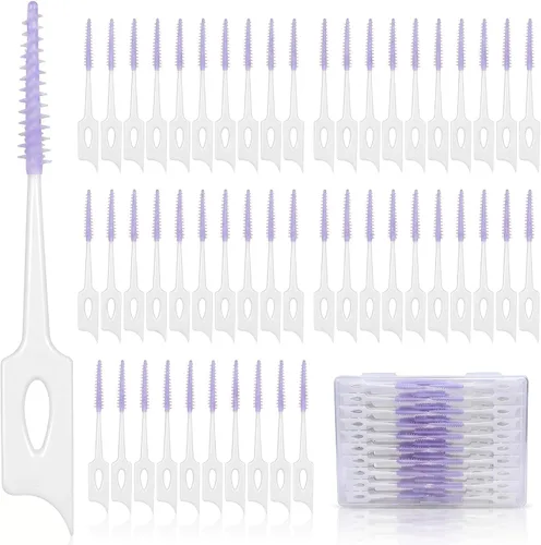 Vista 8 de 300 cepillos interdentales de doble uso de silicona suave, púas dentales desechables, púas de hilo dental de primera calidad para una limpieza
